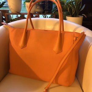 Dagne Dover Signature Laptop Tote -Legendary size. Peach/Pink/Orange Cream.